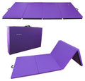 Signature Fitness All Purpose 4X8X2'' Extra Thick High Density Anti Tear Gymnastics Gym Folding Exercise Aerobics Mats, Purple
