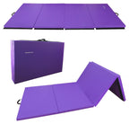 Signature Fitness All Purpose 4X8X2'' Extra Thick High Density Anti Tear Gymnastics Gym Folding Exercise Aerobics Mats, Purple
