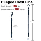 Bungee Dock Line Mooring Rope For Docking With Stainless Steel Clip Accessories For Boats Pwc, Built In Snubber, Kayak, Watercra