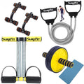 SUREFIT Double Spring Tummy Trimmer, Resistance Toning Tube, Ab Roller & PushUp Bar | 4in1 Home Gym Combo Full Body Fitness K