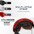Wiston Ski Goggles - Otg Snow/Snowboard Goggles For Men, Women & Youth - 100% Uv Protection (Red Frame/Red Lens)