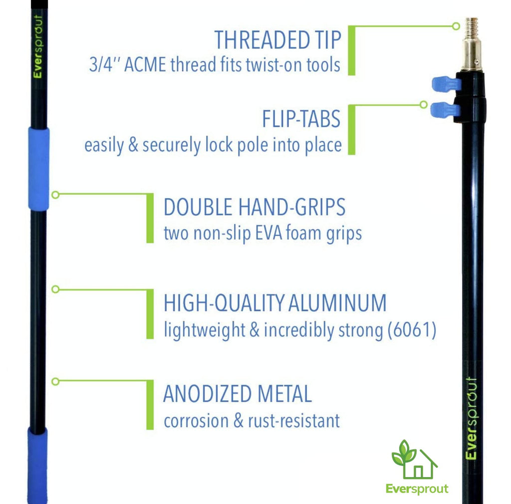 Eversprout Boat Hook Attachment For Extension Pole | Floats & Super Strong Design | Big Reach For Docking | Twists Onto 3/4-Inch