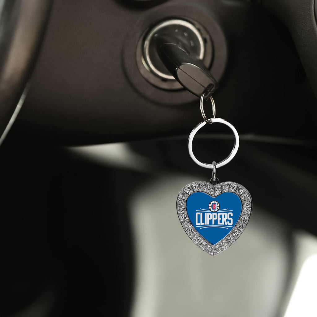 Rico Industries Nfl New York Giants Metal Rhinestone Heart Keychain