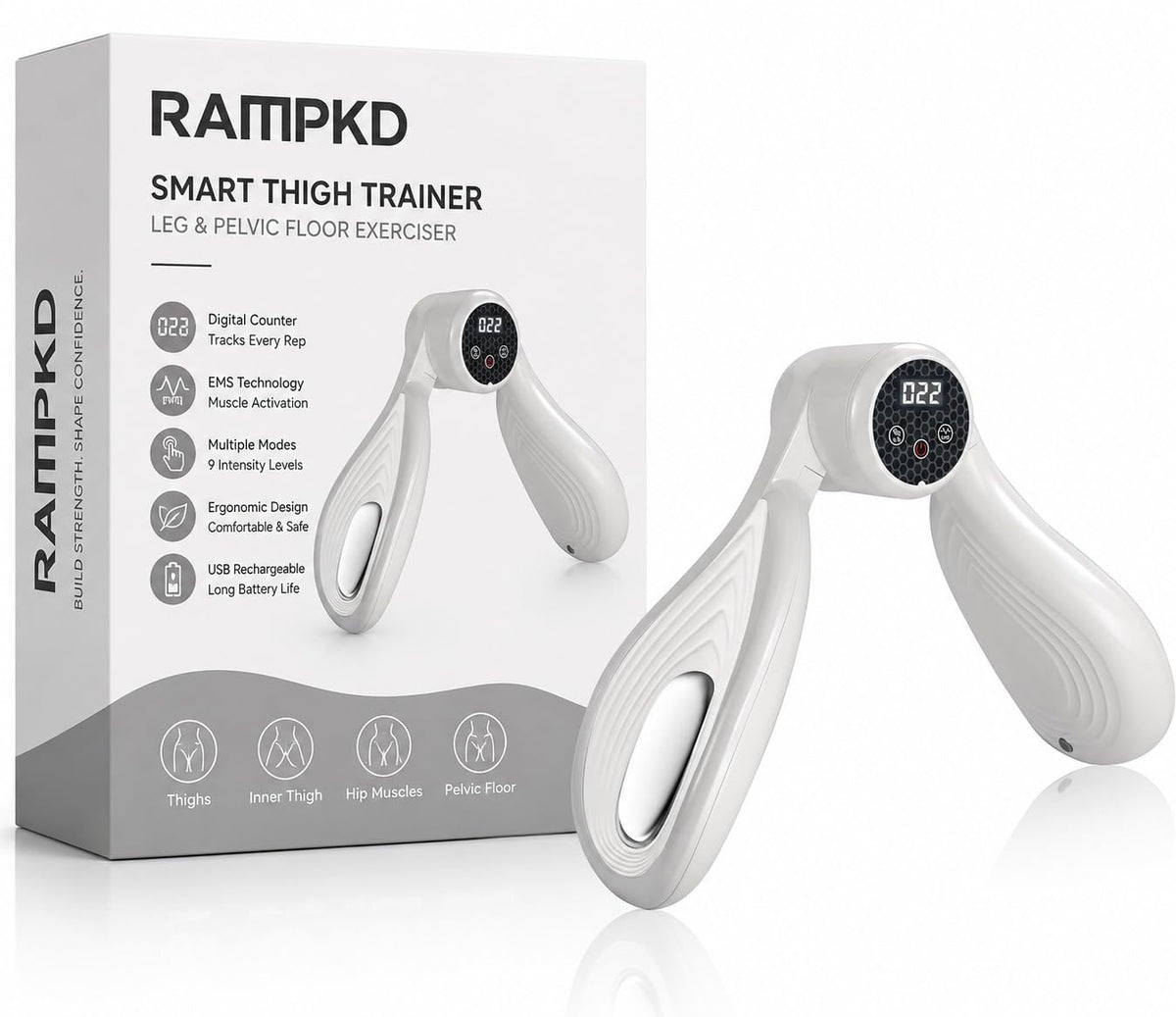 Vibrating Portable Inner Thigh Master Pelvic Exerciser for Women & Men | Digital Counter | Adjustable Resistance Hip & Glute Wor