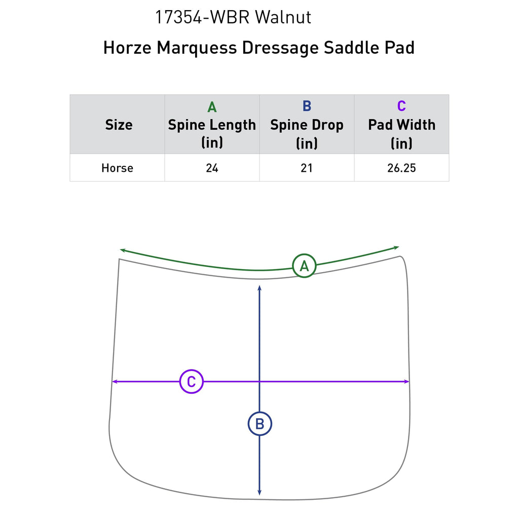 Horze Marquess Quilted Quick-Dry Dressage Saddle Pad With Crystal Trim - Walnut - Horse