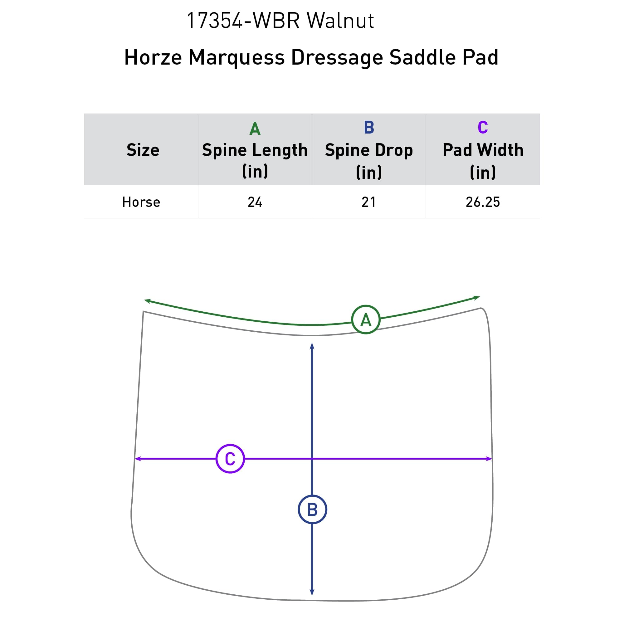 Horze Marquess Quilted Quick-Dry Dressage Saddle Pad With Crystal Trim - Walnut - Horse