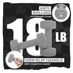 Yes4All Non-Slip, Hexagon Neoprene Dumbbells - 18Lbs Neoprene Dumbbell Set For Muscle Toning, Strength Building, Weight Loss (Gr