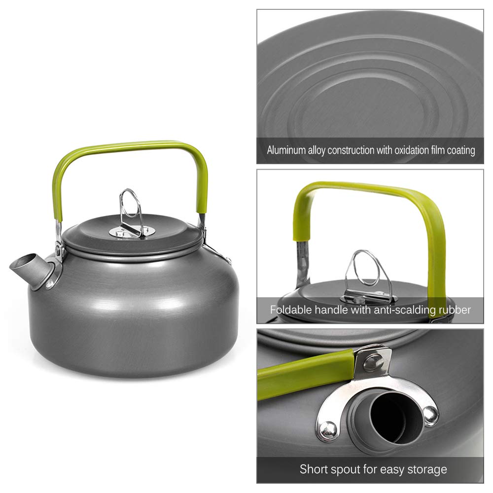 Docooler Camping Kettle - 0.8L Portable Ultra-Light Outdoor Hiking Camping Picnic Water Kettle, Teapot, Coffee Pot - Compact, Qu