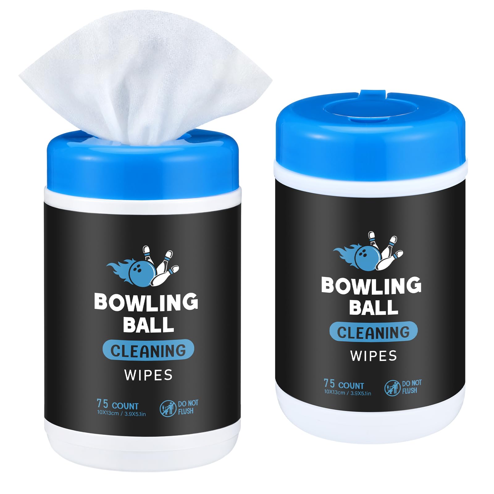 ElaraBerry 2 Bottles Bowling Ball Cleaner Wipes Each 75 Count Wipe Off Ball Accessories Cleaning Cloth for Oil, Dirt, Grime, Scu