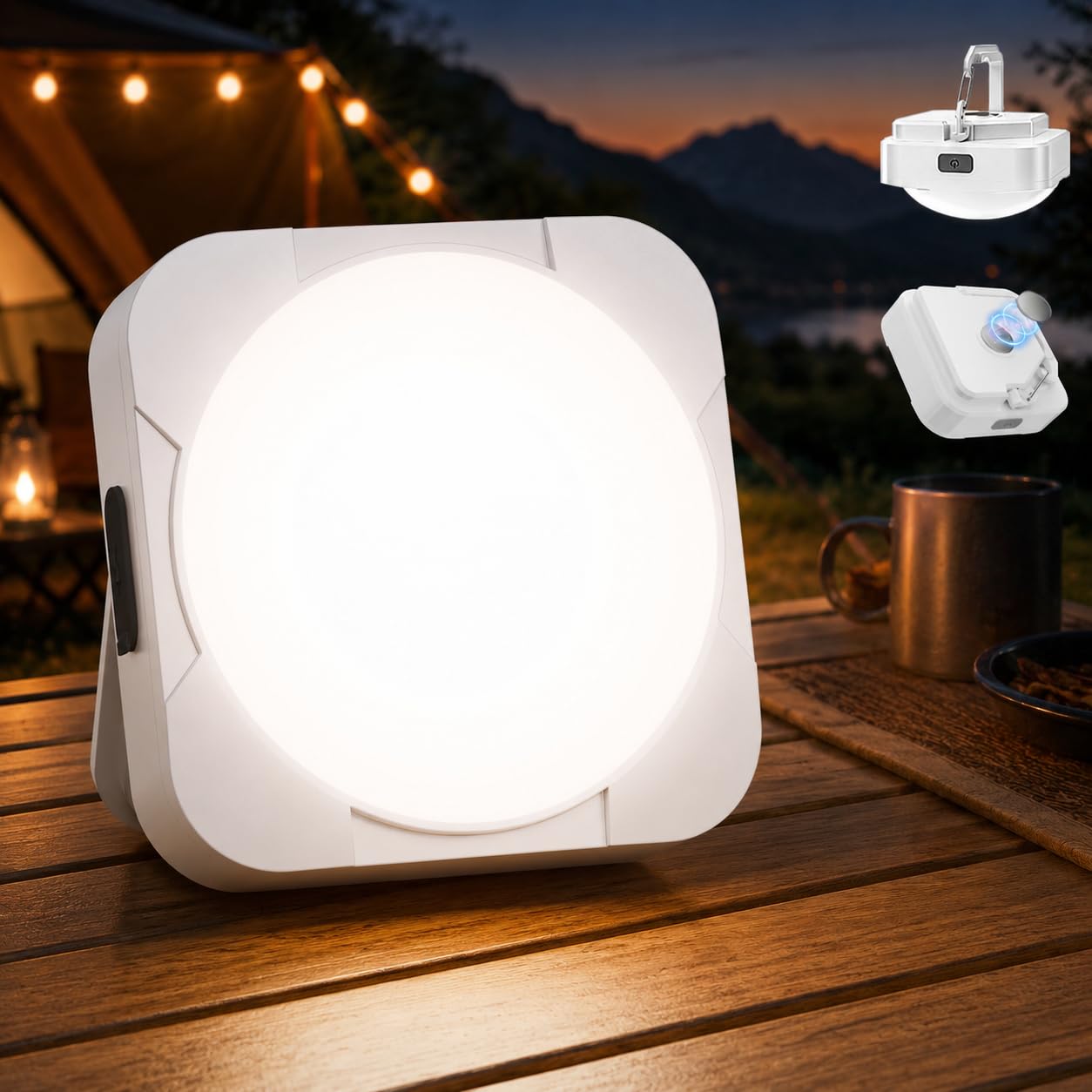 Rechargeable LED Camping Tent Light: 2000mAh Battery Powered Tent Lantern with Magnet - Camping Essential Waterproof Flashlight 
