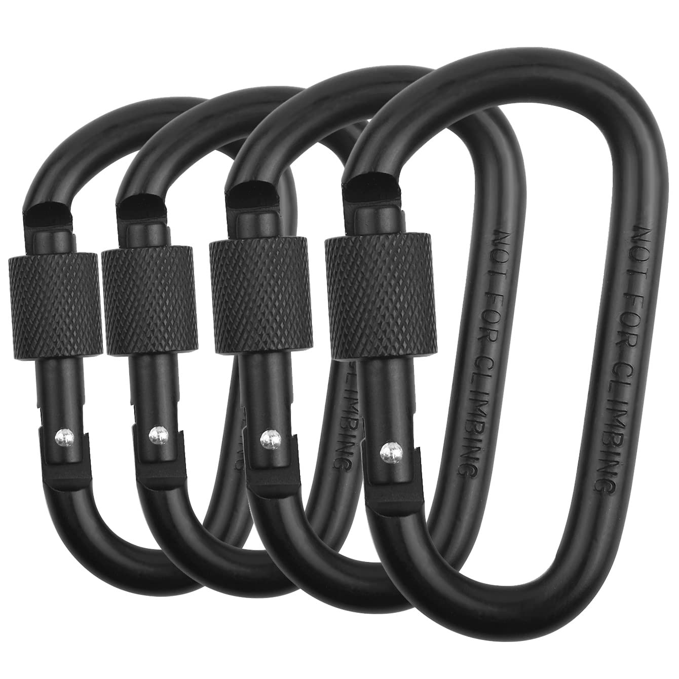 Vonpri 4 Pack Aluminum Locking Carabiner Clip D Ring Spring Snap Key Chain Hook 3