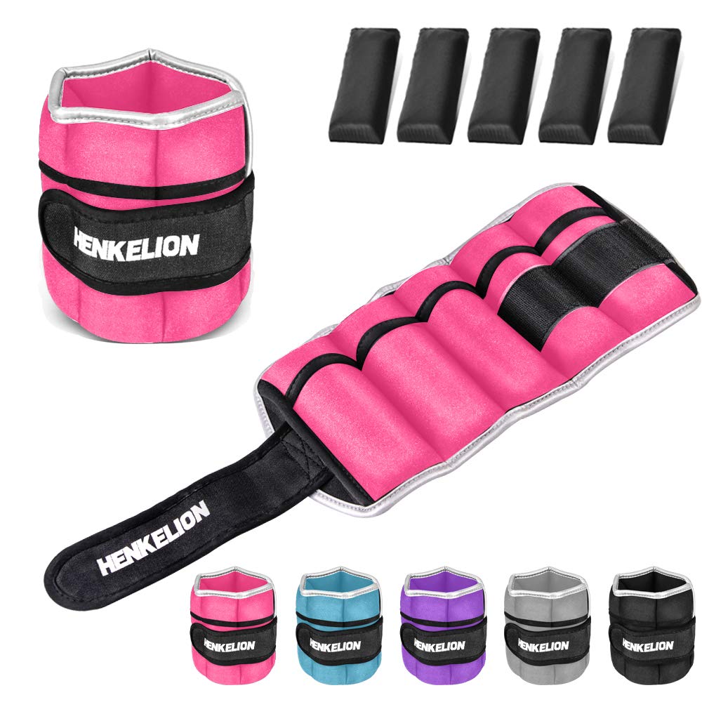Henkelion Adjustable Wrist/Ankle Weights 1 Pair 6 Lbs For Women Men Kids, Strength Training Set For Gym, Fitness Workout, Runnin