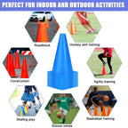 Cyrico 9 Inch Cones Sports, 15 Pack Soccer Training Cones Agility Field Parking Safety Blue Plastic Traffic Cones For Football B