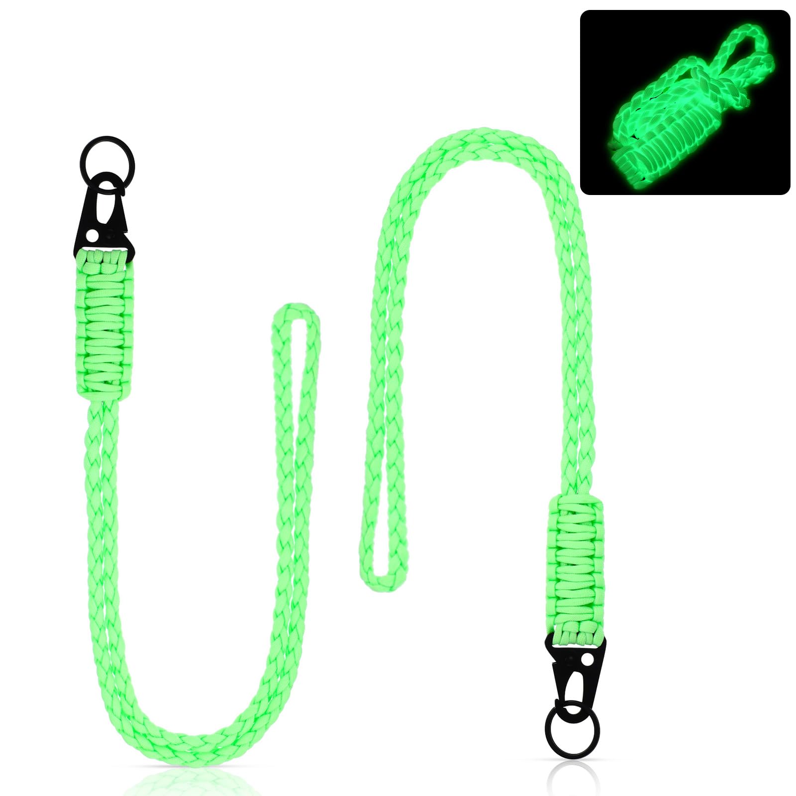 Frienda 2 Set Heavy Duty Paracord Lanyard Necklace Whistles Strap Braided 550 Keychain Lanyard for Outdoor Activities (Luminous 