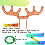 2 Set Inflatable Reindeer Antler Game, (2 Inflatable Antler, 12 Rings Reindeer Ring Toss) Inflatable Reindeer Antler Hat With Ri