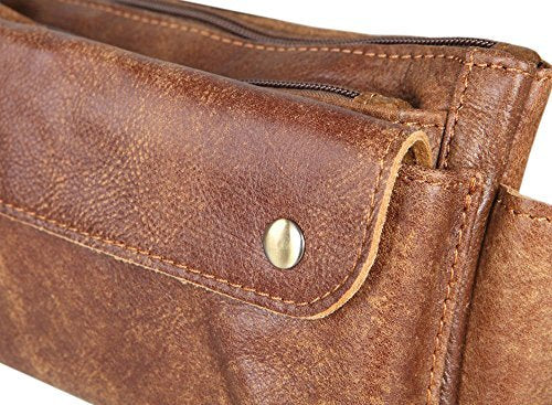 Loyofun Unisex Brown Genuine Leather Waist Bag Messenger Fanny Pack Bum Bag