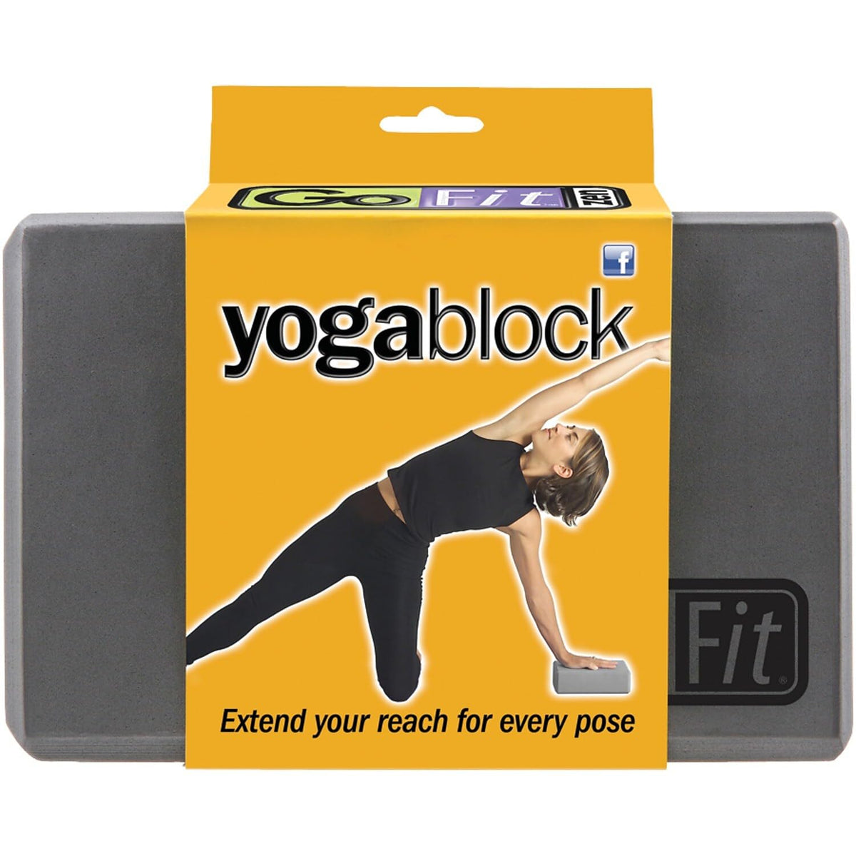 GoFit Yoga Block, Grey, 4x6x9Inch