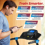 Serenelife Electric Folding Treadmill - Foldable Home Fitness Equipment For Walking & Running, 1.5 Hp Indoor Home Cardio Machine