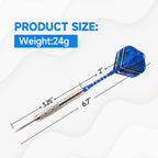 Gse 12 Pcs Of 24 Grams Steel Tip Darts, Professional Darts Metal Tip Set, Metal Darts For Dartboard With Extra Flights, Dart Sha