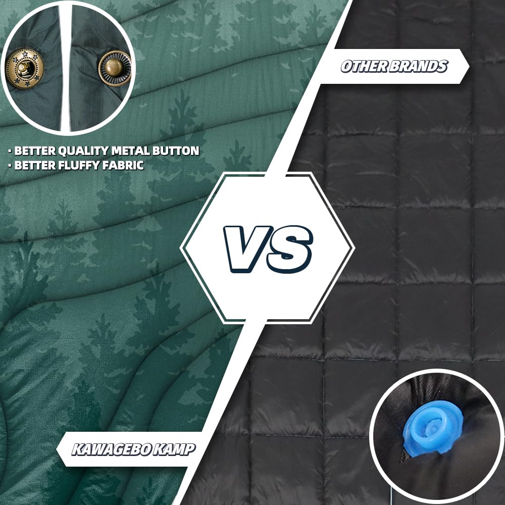 Kawagebo Kamp Outdoor Camping Blanket With Sherpa Lining, Extra Warm Thick Camp Blankets And Puffy Ultralight Soft Poncho Dwr Ca