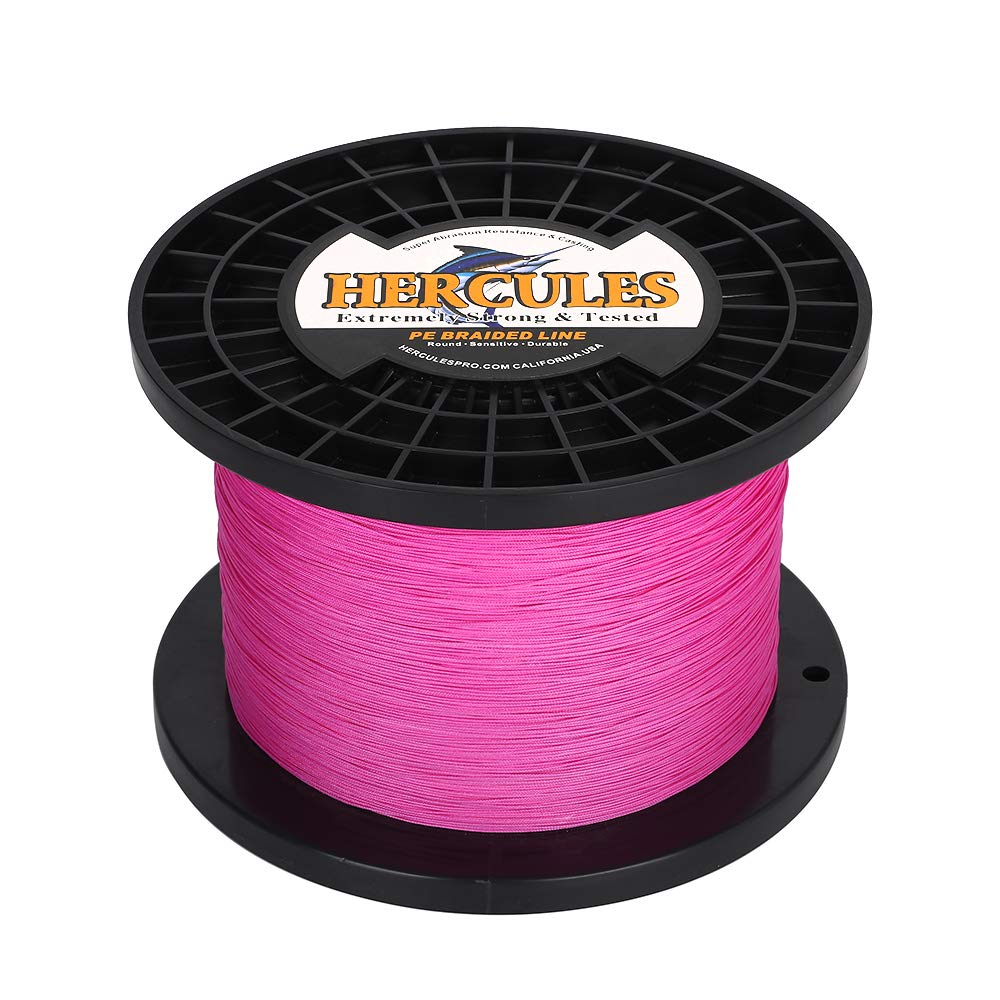 Hercules Braided Fishing Line 2000M 2187Yds 10Lbs-200Lbs Pe Superline 8 Strands (Pink 200Lb/90.7Kg 0.75Mm)