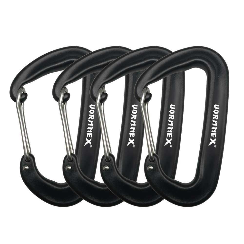 12KN Aluminum Carabiner Clip 4 Pack for Hammocks, 2700lbs Heavy Duty Large Clipping On Camping Accessories, Water Bottle,Backpac