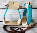 Challenger Western Horse Saddle Stirrups Barrel Racing Aluminium Turquoise Rodeo Tack 5170