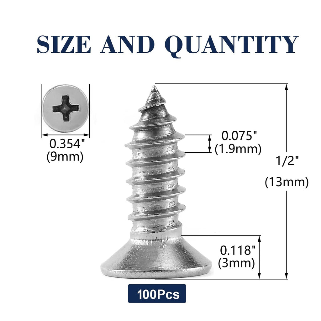 10 X 12 Wood Screw 100Pcs 18-8 (304) Stainless Steel Screws Flat Head Phillips Fast Self Tapping Drywall Screws By Sg Tzh