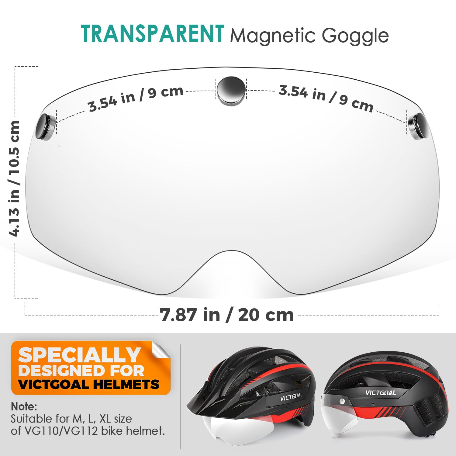 Victgoal Detachable Magnetic Bike Helmet Goggles Visor For Vg110 Bicycle Helmet (Crystal)
