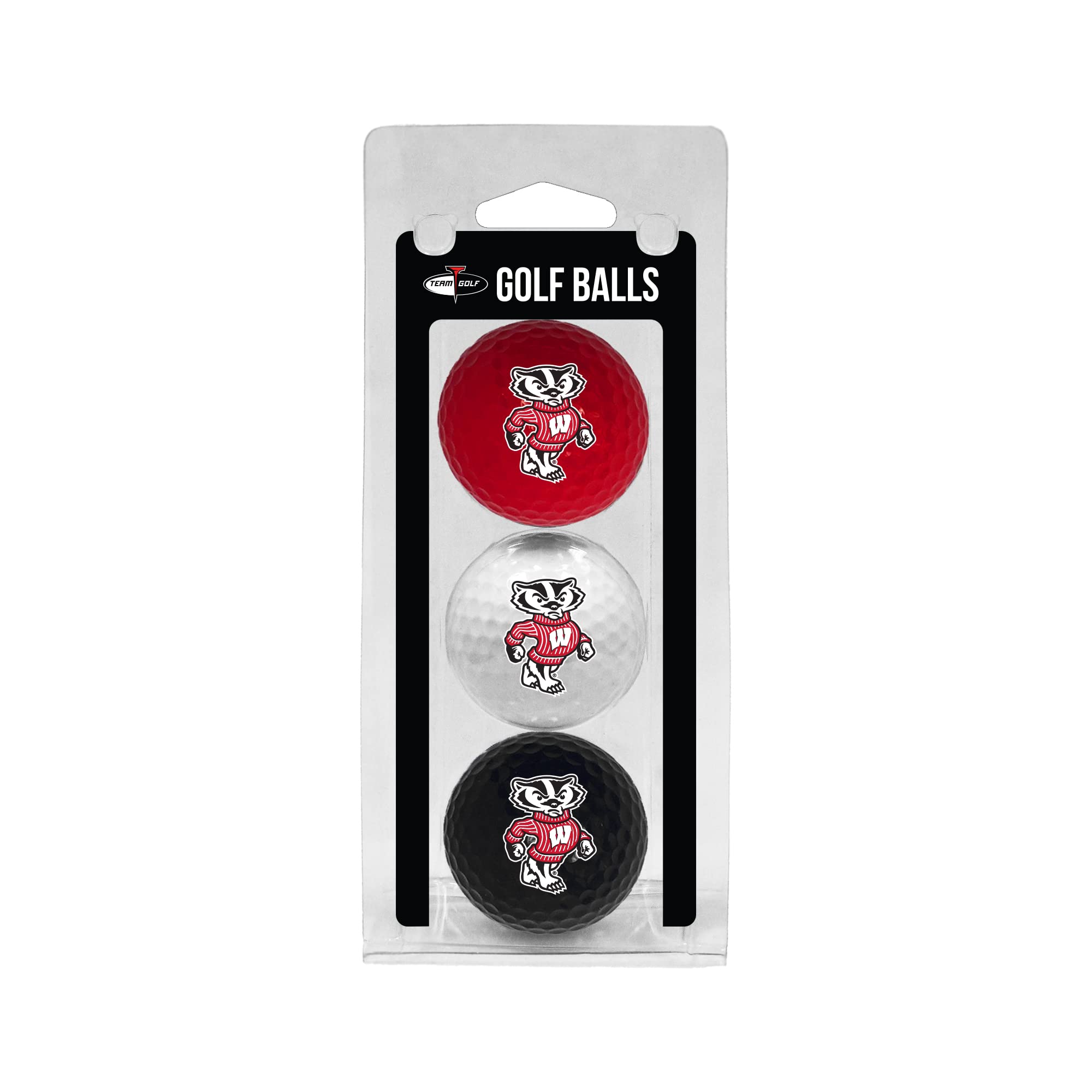 Team Golf Ncaa Wisconsin Badgers 3 Golf Ball Pack Regulation Size Golf Balls, 3 Pack, Full Color Durable Team Imprint