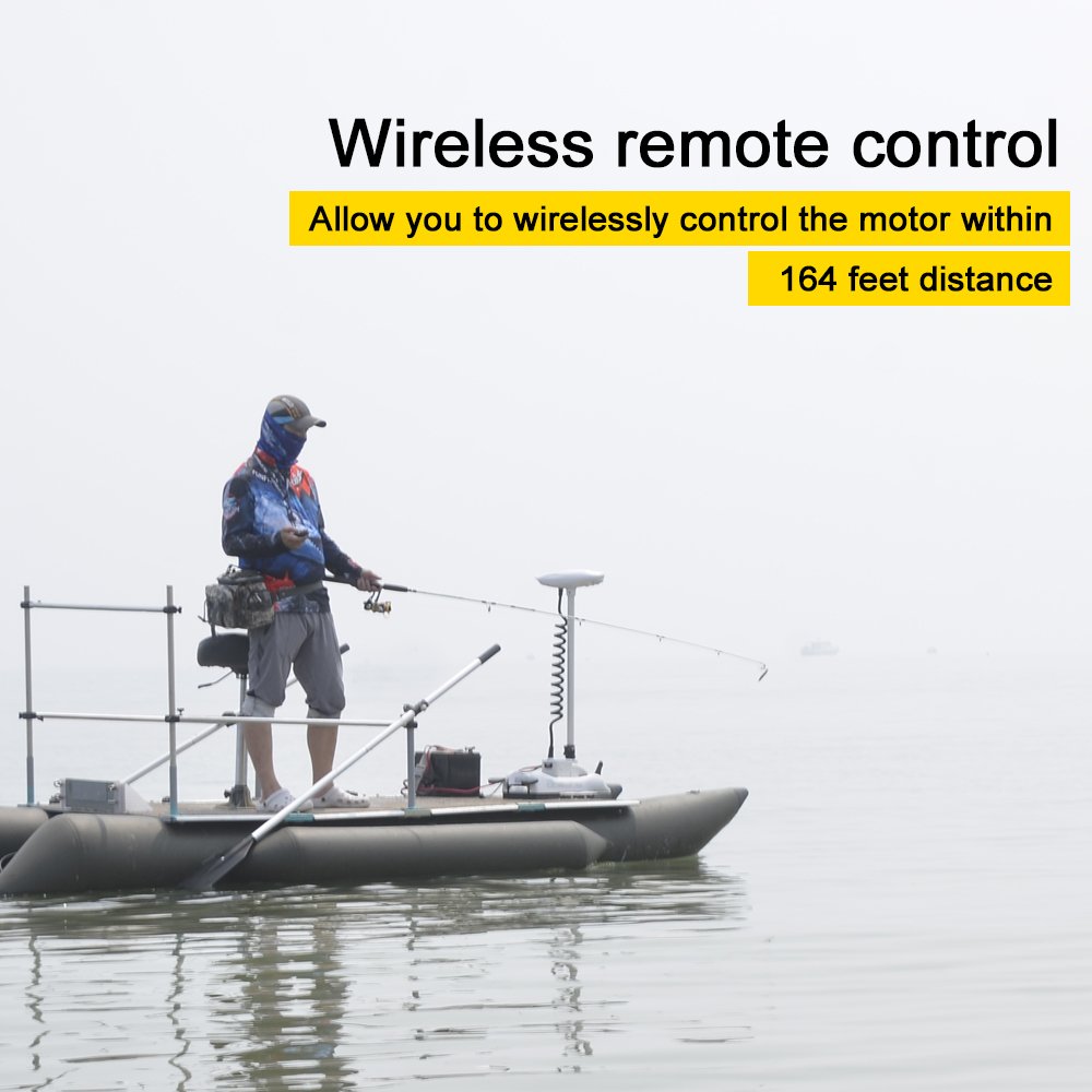 Aquos White Haswing 12V55Lbs 48Inch Electric Bow Mount Trolling Motor With Remote Control, Foot Control, Quick Release Bracket F