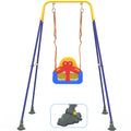HAPPYMATY Toddler Swing, 3-in-1 Baby Swing Sets with Anti-Slip Base Feet & Safety Belt, Indoor/Outdoor Baby Seat with Metal Stan