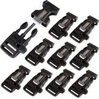 10Pack 3/4'' (19Mm) Fire Starter Survival Whistle Buckle Flint Scraper For Paracord Bracelet Key Lanyard Ourdoor Hiking Camping 