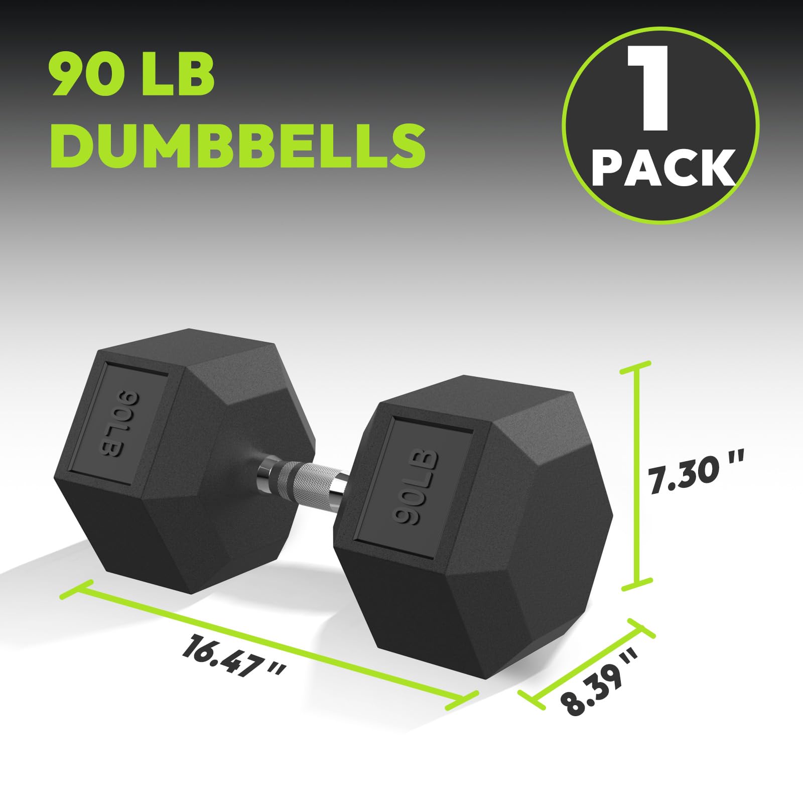 Hex Dumbbell Rubber Encased Dumbbell Strength Training Hex Dumbbell, Hand Weight For Workout & Exercise 90 Lb