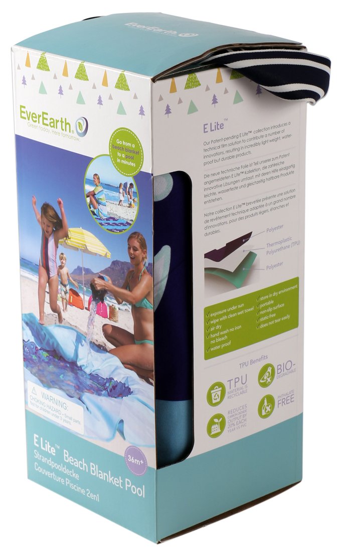 Everearth E Lite Waterproof Beach Blanket & Kiddie Pool, Blue