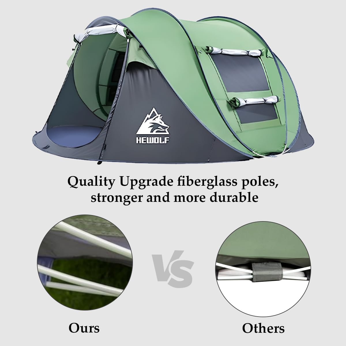 Hewolf 3-4 Person Pop Up Tents For Camping Easy Set Up Pop Up Tent Waterproof Portable Tent Automatic Setup With 2 Bigs Doors Fa