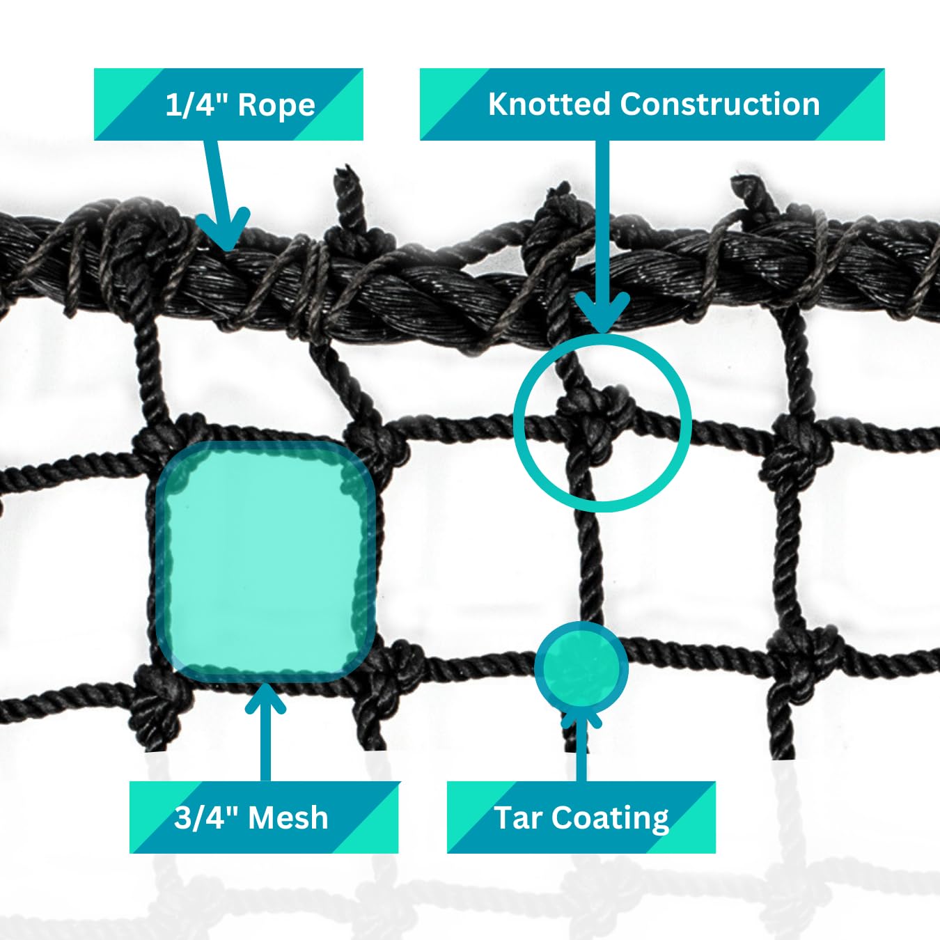 Jfn Pro High Impact Golf Net, 24 Nylon, Black, 10 X 10