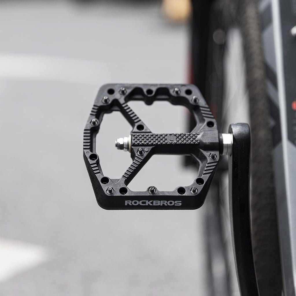 Rockbros Mountain Bike Pedals Flat Mtb Pedals Nylon Fiber Bicycle Platform Pedals For Road Mountain Bmx Mtb Bikes Black