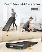 Urevo 2-In-1 Under Desk Treadmill, Walking Pad For Home & Office, Portable Treadmill With App, 2.25Hp Motorized, Remote Control,