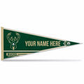 Rico Industries Nba Basketball Milwaukee Bucks Personalized - Custom 12'' X 30'' Soft Felt Pennant - Ez To Hang