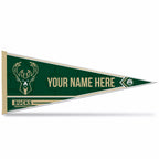 Rico Industries Nba Basketball Milwaukee Bucks Personalized - Custom 12'' X 30'' Soft Felt Pennant - Ez To Hang