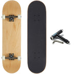 [Ccs] Logo Skateboard Complete Natural Wood 7.75'' - Maple Wood - Professional Grade - Fully Assembled With Skate Tool And Stick