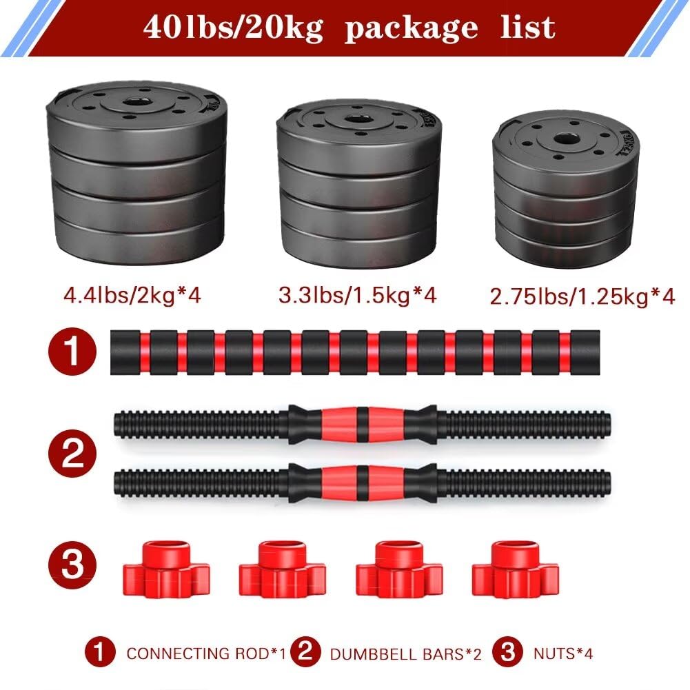 Bcbig Adjustable-Dumbbells-Sets,Free Weights-40Lb(20Lb*2) Dumbbells Set Of 2 Convertible To Barbell A Pair Of Lightweight For Ho