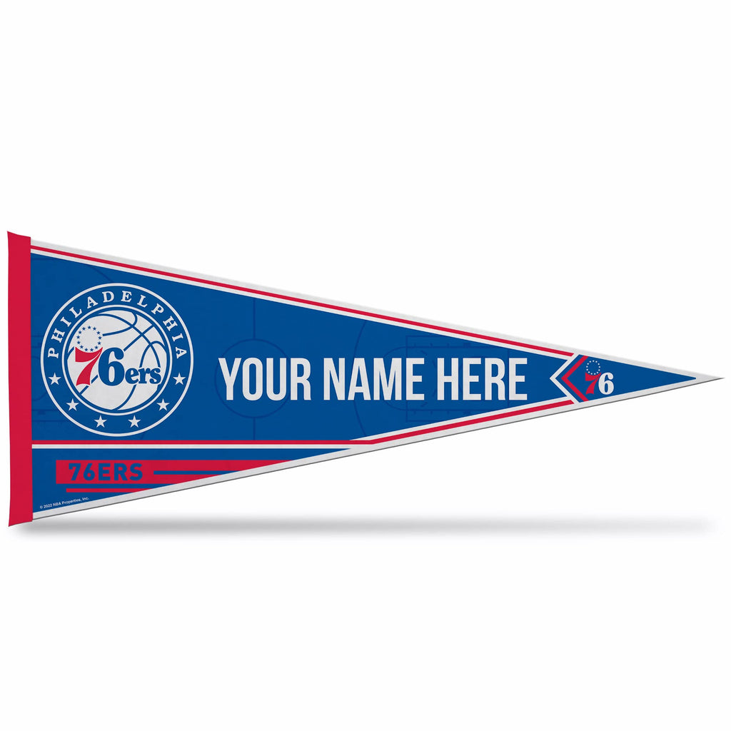 Rico Industries Nba Basketball Philadelphia 76Ers Personalized - Custom 12'' X 30'' Soft Felt Pennant - Ez To Hang