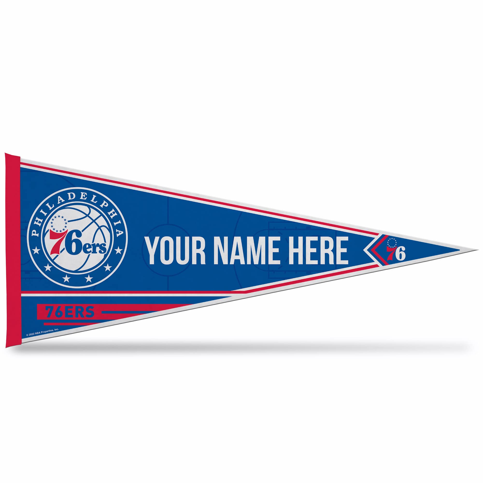 Rico Industries Nba Basketball Philadelphia 76Ers Personalized - Custom 12'' X 30'' Soft Felt Pennant - Ez To Hang