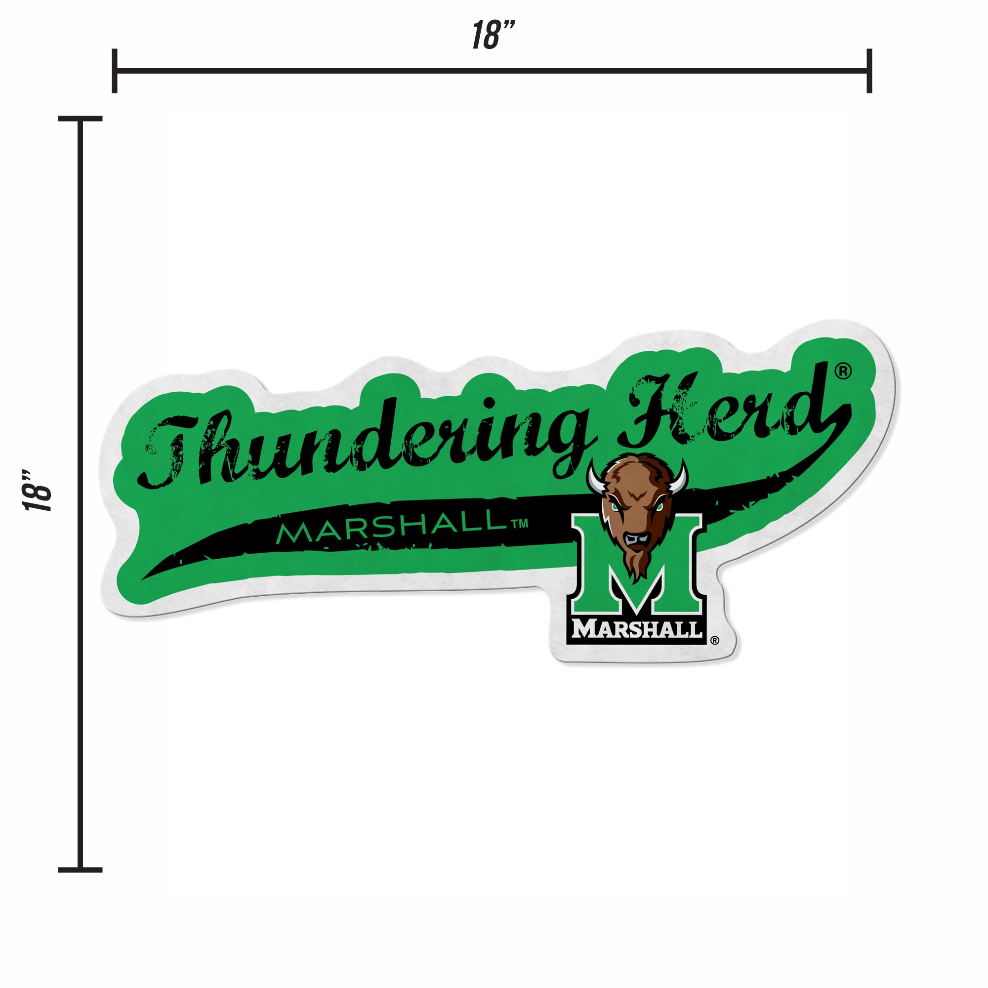 Rico Industries Ncaa Marshall Thundering Herd Distressed Shape Cut Pennant - Home And Living Room D  Cor - Soft Felt Ez To Hang,