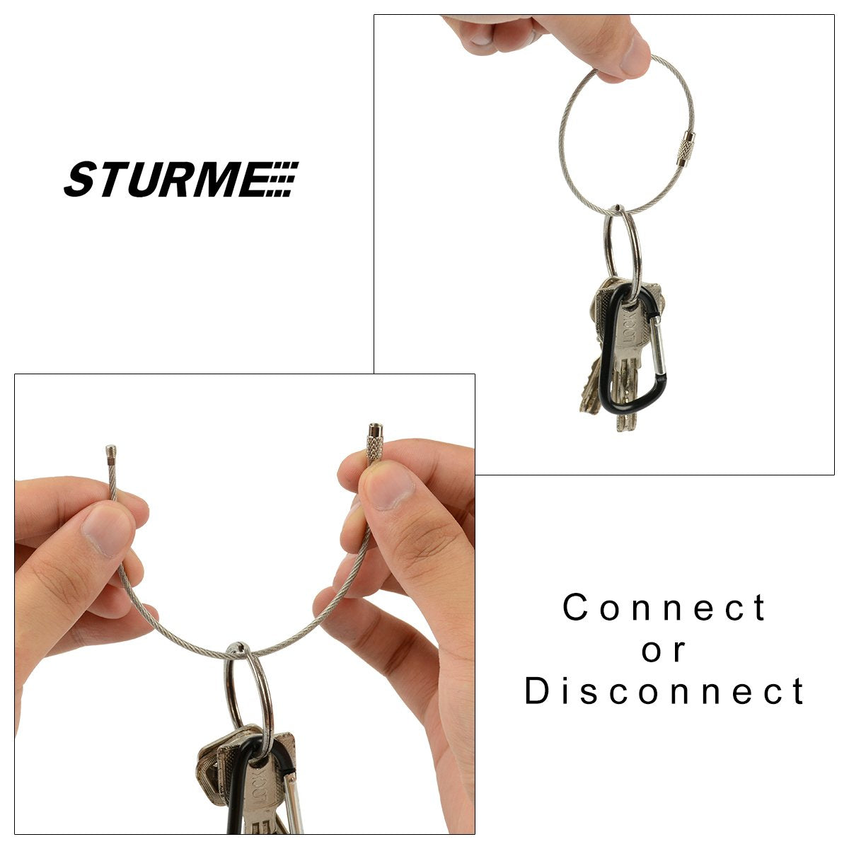 Sturme 2'' Aluminum D Ring Carabiners Clip D Shape Spring Loaded Gate Small Keychain Carabiner Clip Set For Outdoor Camping Mini