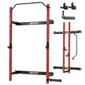Garvee Folding Squat Rack for Home Gym, 2.36 in x 2.36 in Wall Mounted Foldable Squat Rack with Pull Up Bar, J Hooks and Landmin