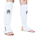 Meister MMA Elastic Cloth Shin & Instep Padded Guards (Pair) - White - Small/Medium