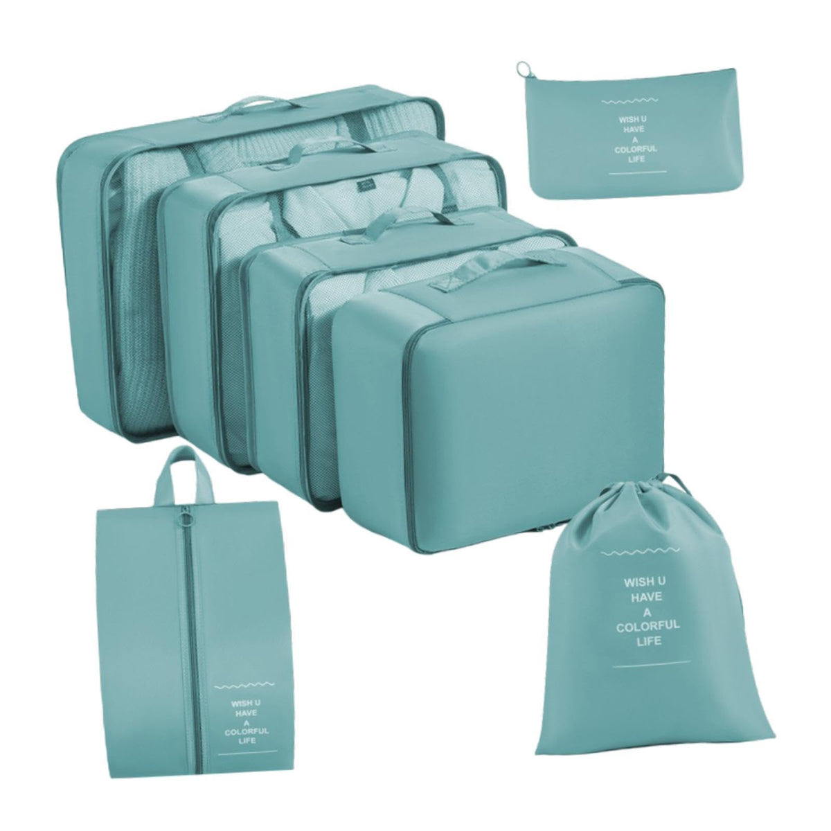Myaddiction 7X Packing Cubes Luggage Packing Organizers For Family Breaks Business Trips Dark Blue